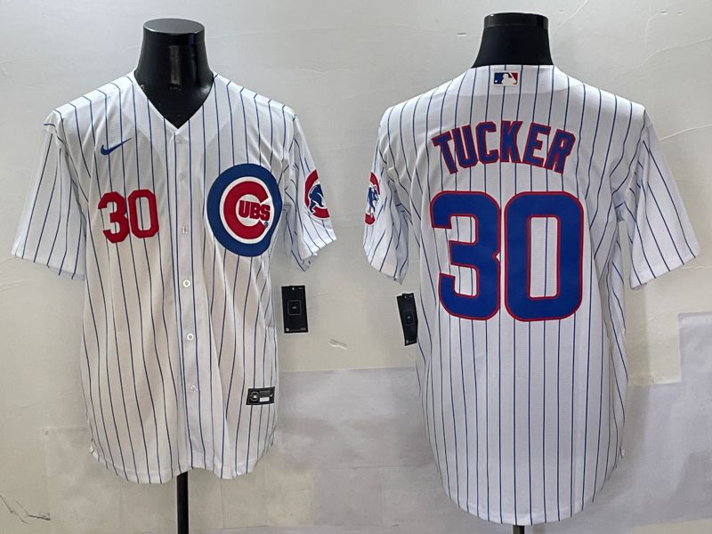 Men Chicago Cubs #30 Tucker White Stripe Game Nike 2025 MLB Jersey style 4